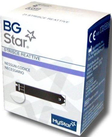 STRISCE REATTIVE MISURAZIONE GLICEMIA BGSTAR MYSTAR 25 PEZZI - FarmaLucia