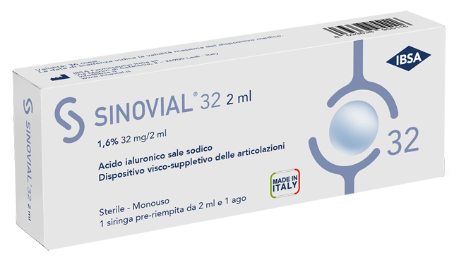 SIRINGA INTRA-ARTICOLARE SINOVIAL 32 ACIDO IALURONICO SALE SODICO 1,6% 32MG/2ML 2ML + AGO 21 GAUGE - FarmaLucia