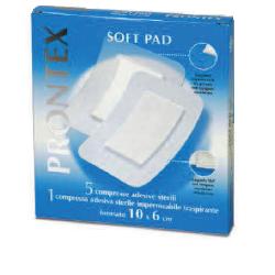 GARZA COMPRESSA PRONTEX SOFT PAD 10X6 CM 6 PEZZI (5 TNT + 1 IMPERMEABILE AQUA PAD) - FarmaLucia