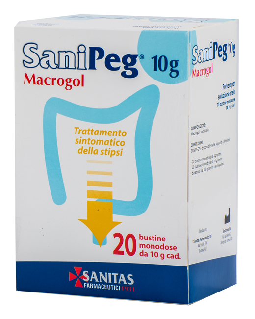 SANIPEG MACROGOL POLVERE PER SOLUZIONE ORALE 20 BUSTE DA 10 G - FarmaLucia