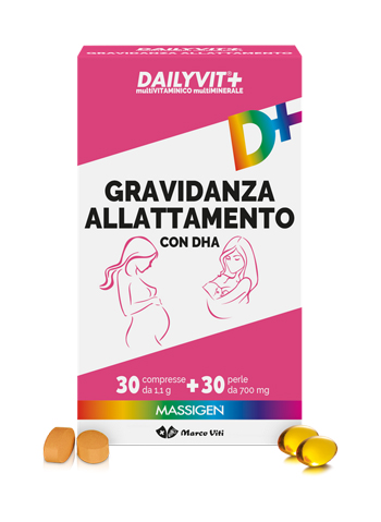 MASSIGEN GRAVIDANZA ALLATTAMENTO CON ACIDO FOLICO MULTIVITAMINICO E MULTIMINERALE 30 COMPRESSE RIVESTITE DA 1,1 G + 30 PERLE DA 700 MG - FarmaLucia