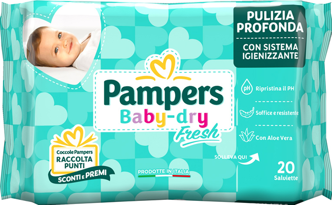 SALVIETTINE UMIDIFICATE PAMPERS BABY FRESH 30% + CONSISTENTE 20 PEZZI - FarmaLucia