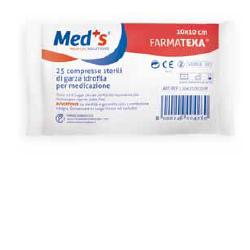 GARZA COMPRESSA IDROFILA MEDS FARMATEXA 12/8 10X10CM 25 PEZZI - FarmaLucia