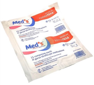 GARZA COMPRESSA IDROFILA MEDS FARMATEXA 12/8 20X20CM 25 PEZZI - FarmaLucia