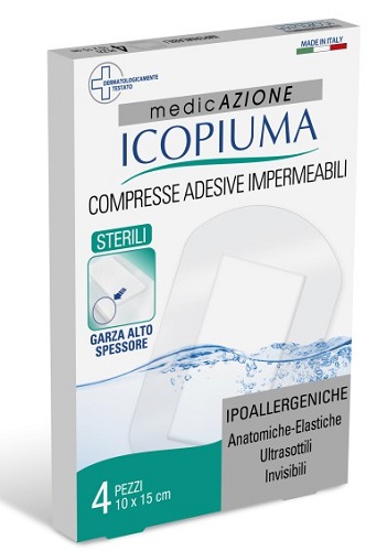 ICOPIUMA GARZA COMPRESSA MEDICATA POSTOPERATORIA 10X15 CM 4 PEZZI - FarmaLucia