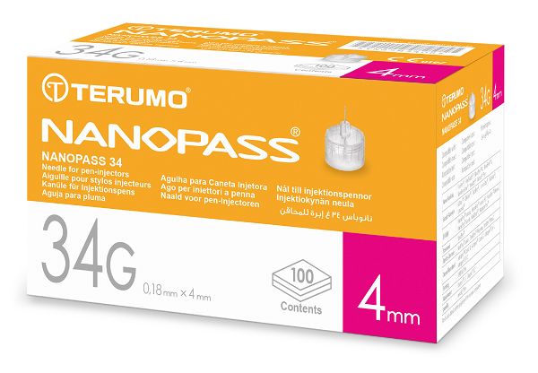 AGO PER PENNA DA INSULINA NANOPASS 34 GAUGE LUNGHEZZA 4 MM 100 PEZZI - FarmaLucia
