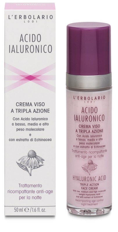 ACIDO IALURONICO CREMA VISO A TRIPLA AZIONE TRATTAMENTO RICOMPATTANTE ANTIAGE NOTTE 50 ML - FarmaLucia