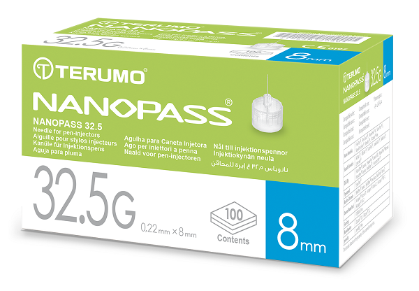 AGO PER PENNA DA INSULINA NANOPASS 32,5 GAUGE LUNGHEZZA 8 MM 100 PEZZI - FarmaLucia