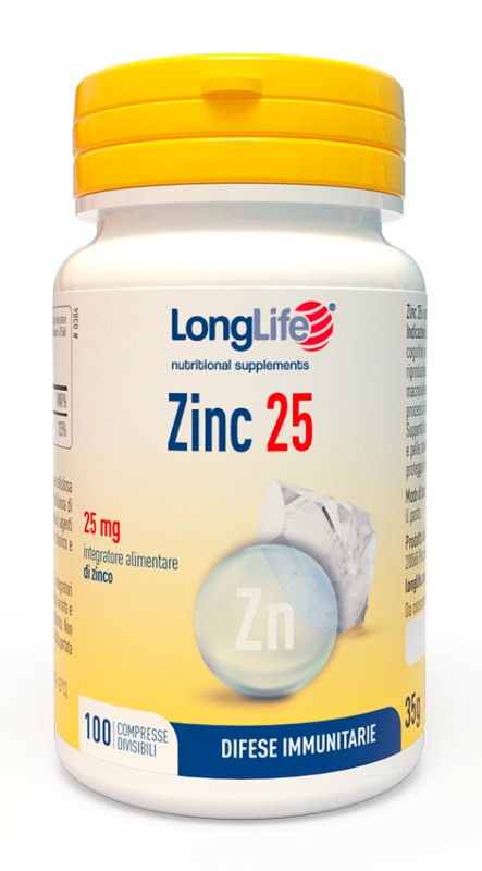 LONGLIFE ZINC 25 MG 100 COMPRESSE DIVISIBILI - FarmaLucia