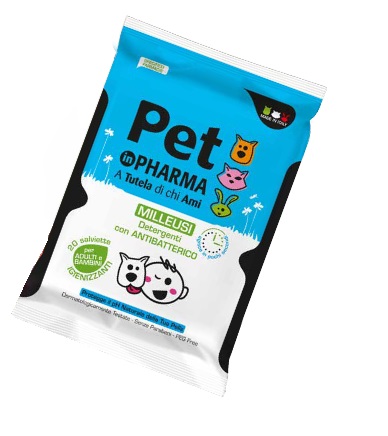 PET IN PHARMA SALVIETTE UMIDIFICATE IGIENIZZANTI CON ANTIBATTERICO PER ADULTI E BAMBINI 20 PEZZI - FarmaLucia