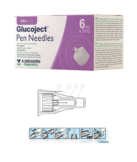 AGO PER PENNA DA INSULINA GLUCOJECT LUNGHEZZA 6 MM GAUGE 31 100 PEZZI - FarmaLucia