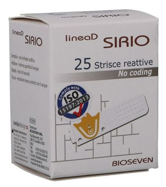 STRISCE MISURAZIONE GLICEMIA LINEA D SIRIO 25 PEZZI - FarmaLucia
