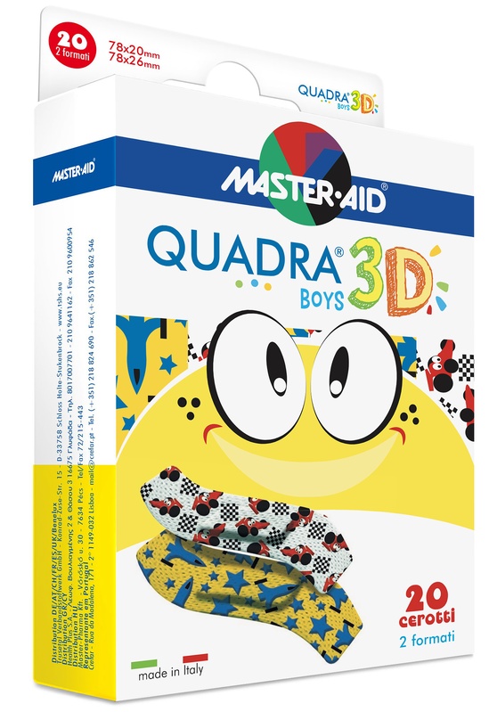 CEROTTO MASTER-AID QUADRA 3D BOYS 20 PEZZI ASSORTITI - FarmaLucia
