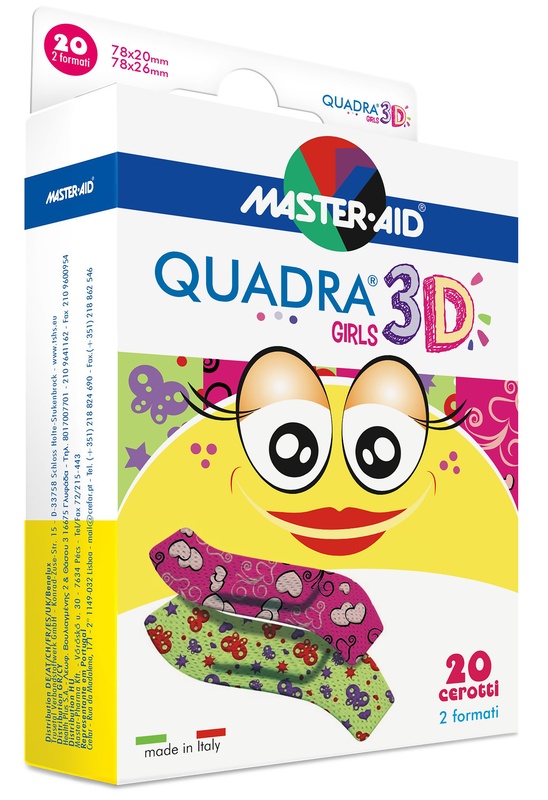 CEROTTO MASTER-AID QUADRA 3D GIRLS 20 PEZZI ASSORTITI - FarmaLucia