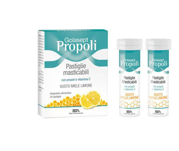 GOLASEPT PROPOLI 24 COMPRESSE MASTICABILI MIELE LIMONE - FarmaLucia