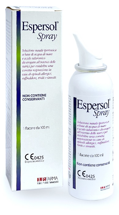 SOLUZIONE NASALE ESPERSOL SPRAY IPERTONICA A BASE DI ACQUA DI MARE E ACIDO IALURONICO 0,02% 100ML - FarmaLucia