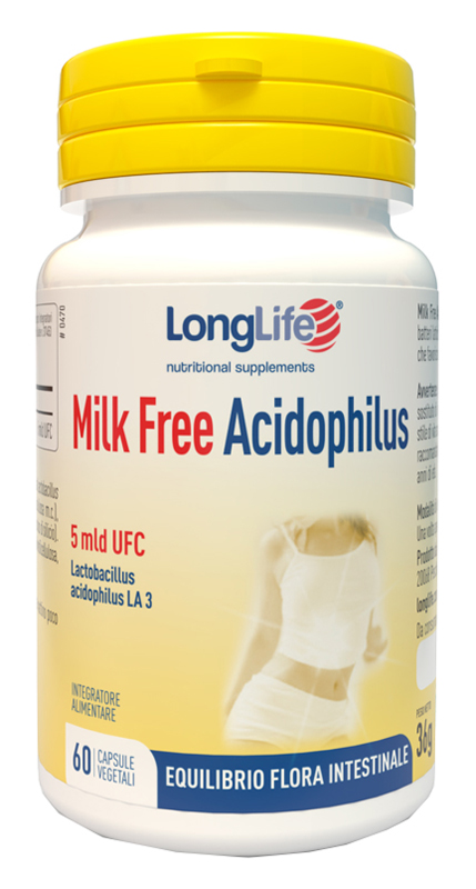 LONGLIFE MILK FREE ACIDOPHILUS 60 CAPSULE VEGETALI - FarmaLucia
