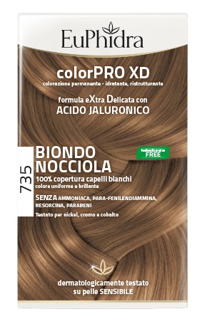 EUPHIDRA COLORPRO XD 735 BIONDO NOCCIOLA GEL COLORANTE CAPELLI IN FLACONE + ATTIVANTE + BALSAMO + GUANTI - FarmaLucia