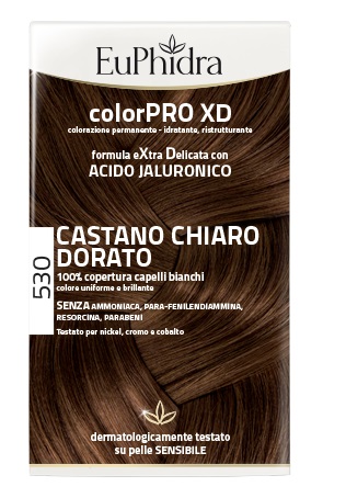EUPHIDRA COLORPRO XD 530 CASTANO CHIARO DORATO GEL COLORANTE CAPELLI IN FLACONE + ATTIVANTE + BALSAMO + GUANTI - FarmaLucia