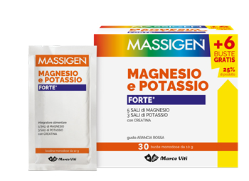 MASSIGEN MAGNESIO E POTASSIO FORTE 24 BUSTINE + 6 GRATIS - FarmaLucia