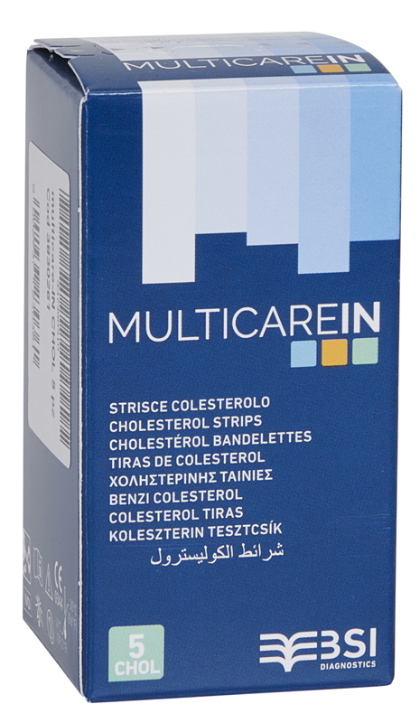 TEST COLESTEROLEMIA MULTICARE IN COLESTEROLO IN STRISCE CON ASPIRAZIONE CAPILLARE 5 PEZZI - FarmaLucia