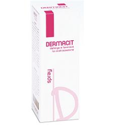 DERMACIT SPRAY FLACONE CILINDRICO IN PE BIANCO CON TASTO EROGATORE SPRAY IN PP BIANCO E CAPPUCCIO SALVATASTO TRASPARENTE,DISPOSITIVO MEDICO 1 PZ - FarmaLucia