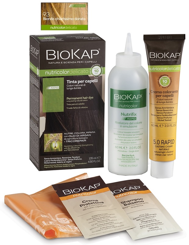 BIOS LINE  BIOKAP NUTRICOLOR DELICATO RAPID TINTA 9,3 BIONDO CHIARISSMO DORATO 135 ML - FarmaLucia