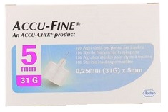 AGO PER PENNA DA INSULINA ACCU-FINE PEN NEEDLE ACCU-CHEK GAUGE 31 X 5MM 100 PEZZI - FarmaLucia