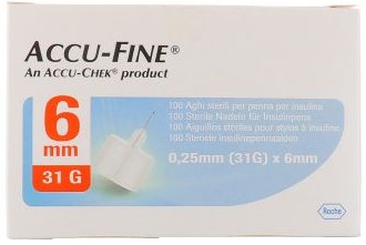 AGO PER PENNA DA INSULINA ACCU-FINE PEN NEEDLE ACCU-CHEK GAUGE 31 X 6MM 100 PEZZI - FarmaLucia