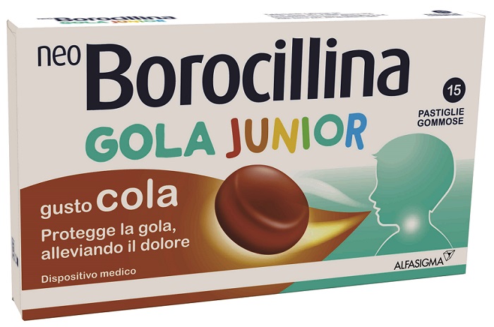 NEOBOROCILLINA GOLA JUNIOR 15 PASTIGLIE GUSTO COLA - FarmaLucia