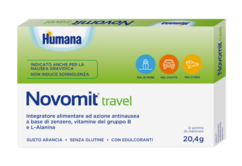 NOVOMIT TRAVEL 12 GOMME DA MASTICARE GUSTO ARANCIA - FarmaLucia