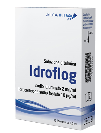 SOLUZIONE OFTALMICA IDROFLOG A BASE DI IALURONATO DI SODIO E IDROCORTISONE SODIO FOSFATO 15 FLACONCINI DA 0,5 ML - FarmaLucia