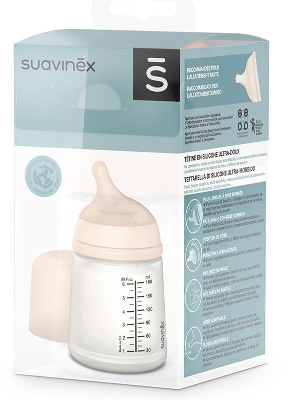SUAVINEX ZERO ZERO BIBERON SPECIALE ALLATTAMENTO DA 180ML TAGLIA UNICA - FarmaLucia