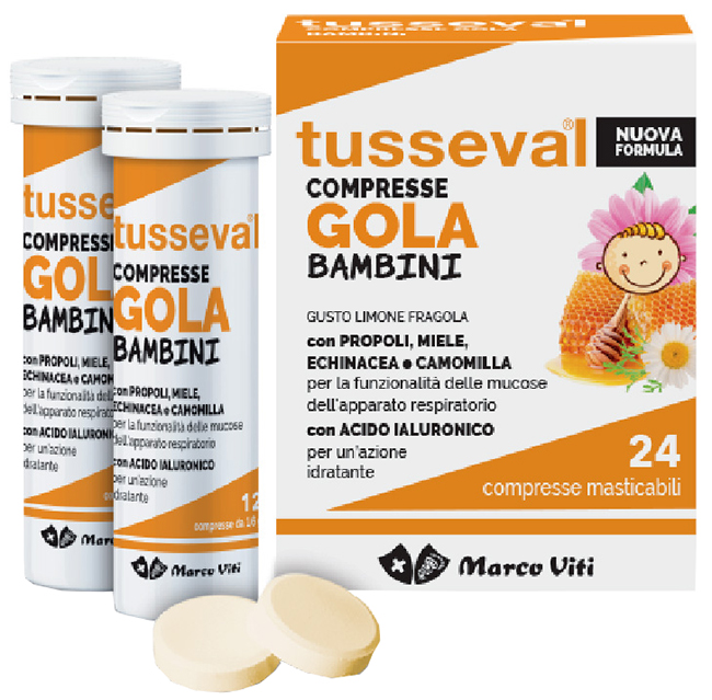 TUSSEVAL GOLA BAMBINI 24 COMPRESSE - FarmaLucia