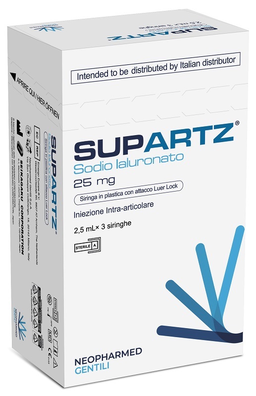 SIRINGA PRERIEMPITA INTRA-ARTICOLARE SUPARTZ ACIDO IALURONICO 25 MG 2,5 ML 3 PEZZI - FarmaLucia