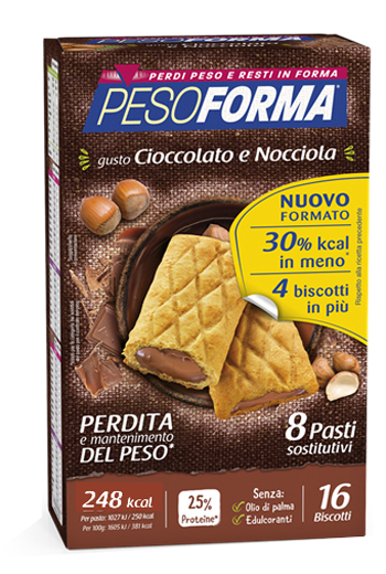 PESOFORMA BISCOTTO CIOCCOLATO NOCCIOLA 16 PEZZI 33 G - FarmaLucia