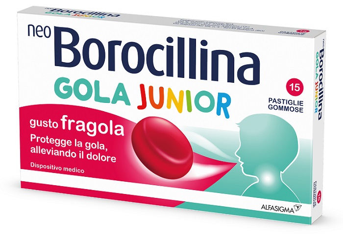 NEOBOROCILLINA GOLA JUNIOR 15 PASTIGLIE GUSTO FRAGOLA - FarmaLucia