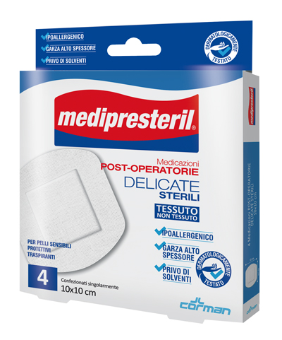MEDICAZIONE POST OPERATORIA MEDIPRESTERIL DELICATA TNT 10X10CM 5 PEZZI - FarmaLucia