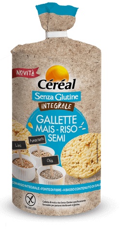 CEREAL SENZA GLUTINE INTEGRALE GALLETTE MAIS RISO SEMI 115 G - FarmaLucia