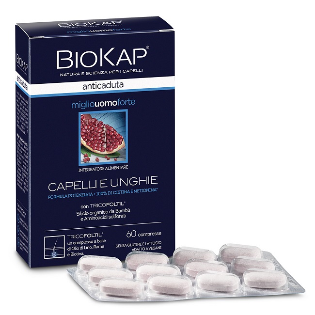 BIOKAP ANTICADUTA MIGLIO UOMO FORTE CON TRICOFOLTIL 60 COMPRESSE - FarmaLucia