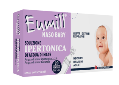 EUMILL NASO BABY SOLUZIONE IPERTONICA 20 CONTENITORI MONODOSE 5 ML - FarmaLucia