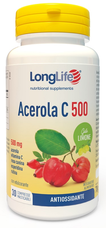 LONGLIFE ACEROLA C500 LIMONE 30 COMPRESSE MASTICABILI - FarmaLucia