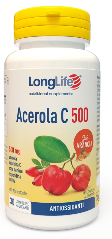LONGLIFE ACEROLA C500 ARANCIA 30 COMPRESSE MASTICABILI - FarmaLucia