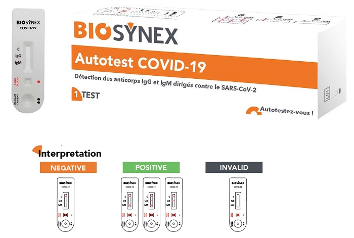 TEST SIEROLOGICO RAPIDO COVID-19 BIOSYNEX AUTODIAGNOSTICO DETERMINAZIONE QUALITATIVA ANTICORPI IGG/IGM ANTI SARS-COV-2 NEL SANGUE MEDIANTE IMMUNOCROMATOGRAFIA - FarmaLucia