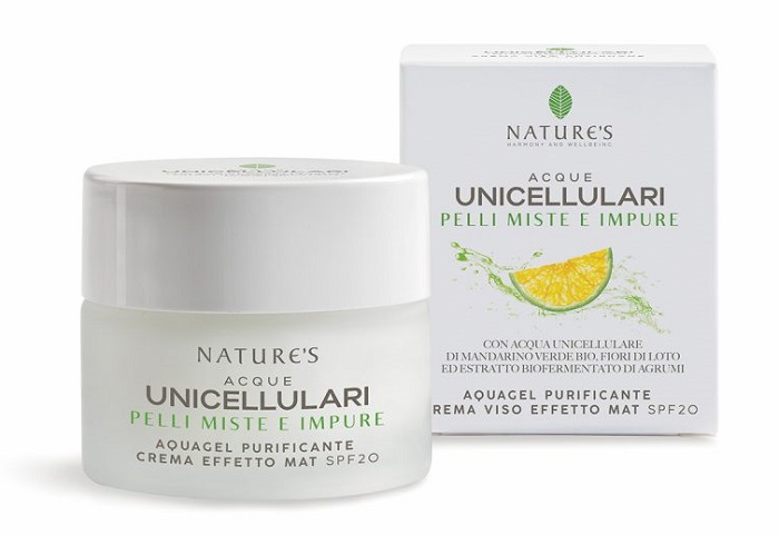 NATURE'S ACQUE UNICELLULARI AQUAGEL CREMA VISO EFFETTO MAT SPF20 50 ML - FarmaLucia
