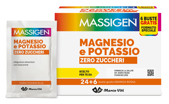MASSIGEN MAGNESIO POTASSIO ZERO ZUCCHERO 24 BUSTINE + 6 BUSTINE - FarmaLucia