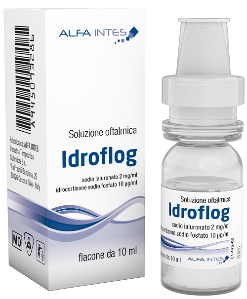SOLUZIONE OFTALMICA IDROFLOG ACIDO IALURONATO 2 MG/ML E IDROCORTISONE SODIO FOSFATO 10 MCG/ML 10 ML - FarmaLucia