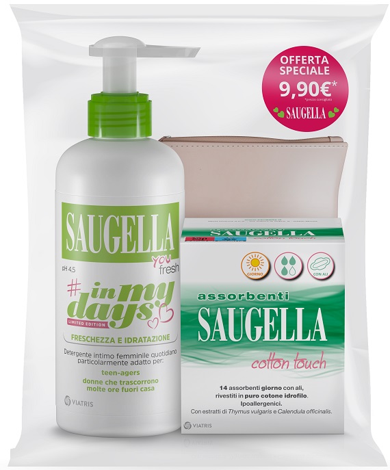 SAUGELLA IN MY DAYS BUNDLE YOU FRESH + ASSORBENTI GIORNO 14 PEZZI + PORTA ASSORBENTI - FarmaLucia