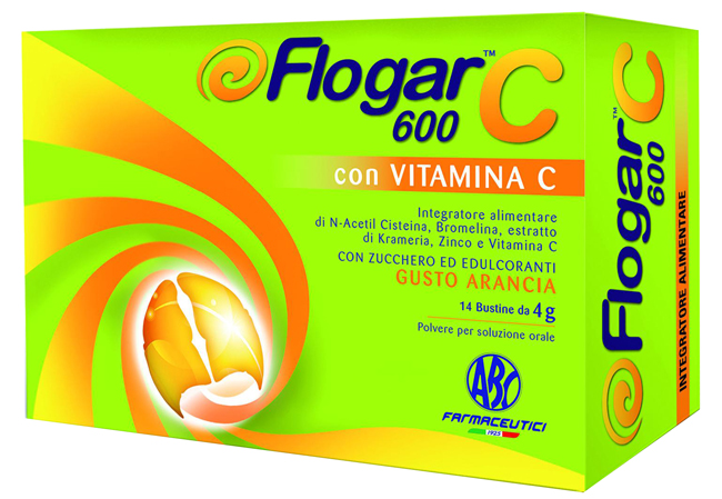 FLOGAR  C 600 CON VITAMINA C 14 BUSTINE GUSTO ARANCIA - FarmaLucia
