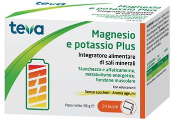 MAGNESIO POTASSIO PLUS TEVA 24 BUSTINE SENZA ZUCCHERI AROMA AGRUMI - nessun limite di pezzi in acquisto - FarmaLucia